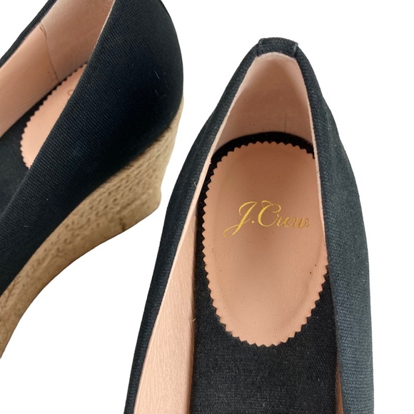 J Crew Black Espadrille Canvas Wedge Heels Slip On Women’s Size 8 - Picture 4 of 12